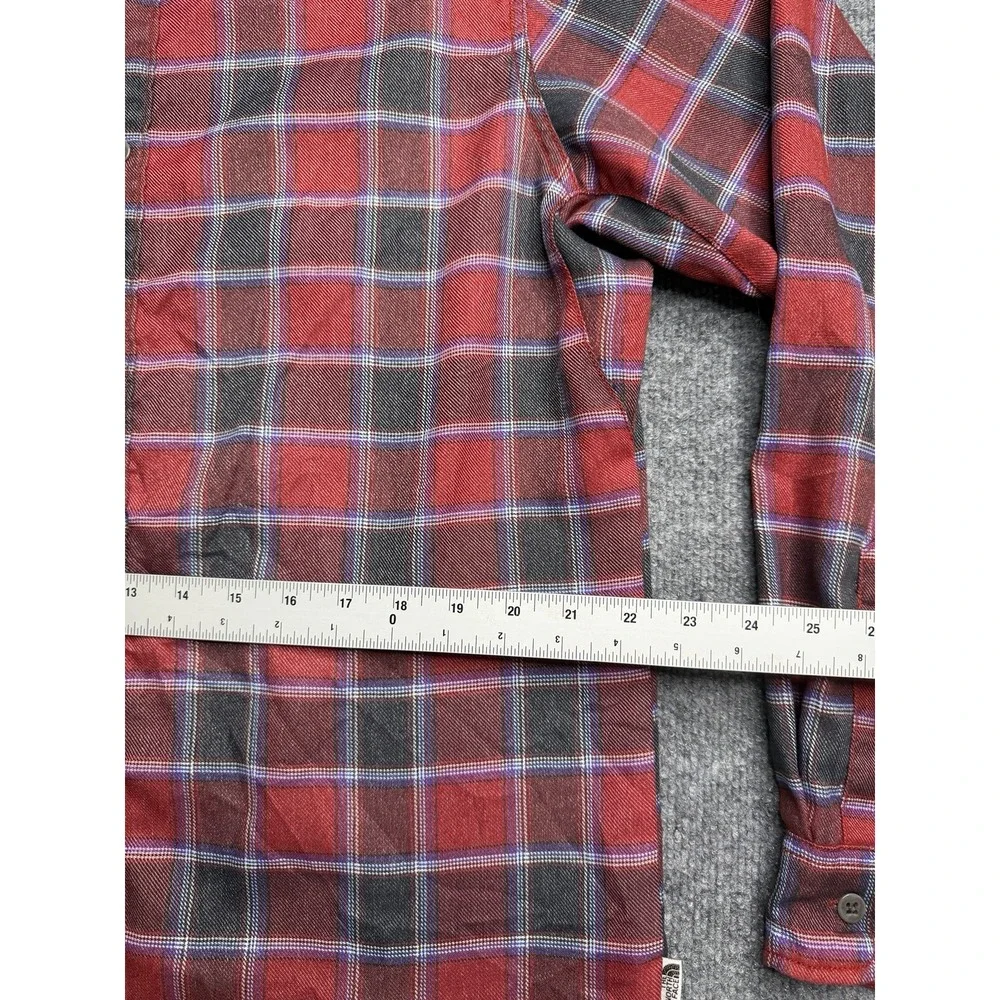 The North Face ThermoCore Button Down Shirt Men Size L Red Plaid